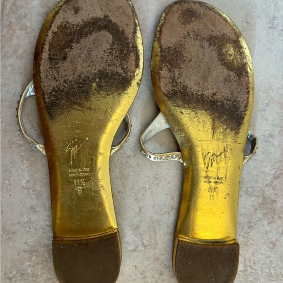 Giuseppe Zanotti Swarovski Crystals Embellished Sandal thong dress shoes flats - Picture 2 of 6